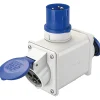 Adattatore industriale doppio spina e 2 prese 16 A 2P+T IP44 blu