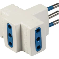 Adattatore multiplo spina 10 A 2P+T e 3 prese 10 A 2P+T colore bianco