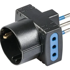 Adattatore multiplo spina, 2 prese 10 A, 1 presa stand. tedesco nero