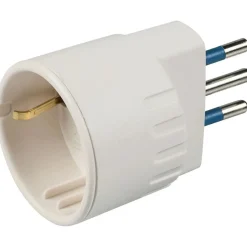 Adattatore spina 10 A 2P+T e presa tedesca colore bianco