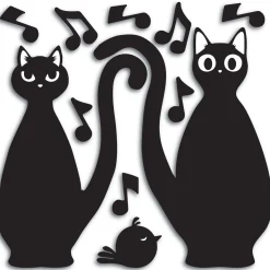 Adesivo decorativo in gomma Cat Silhouette 31x31 cm