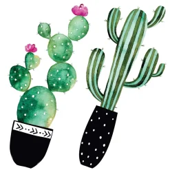 Adesivo decorativo per parete Watercolour Cactus 2 fogli 31x31 cm
