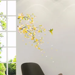 Adesivo decorativo per parete Yellow Branch 2 fogli 31x31 cm