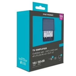 Amplificatore accoppiatore TV da ext Metronic 2 in UHF 5G / LOG-VHF-UHF 2 out TV