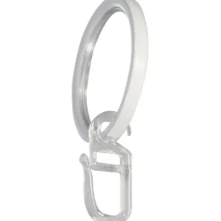 Anello piatto Ø 4 cm con gancio per bastone tenda Ø 2 cm bianco 10 pz