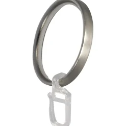 Anello piatto con gancio per bastone tenda acciaio Ø 3,4 cm 10 pz