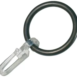 Anello tondo Ø 4 con gancio per bastone tenda Ø 2 cm nero 10 pz
