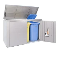 Armadio da esterno basso Biohort HighBoard 200x84x127 cm grigio quarzo