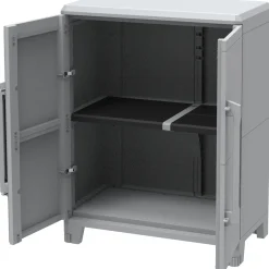 Armadio da esterno basso Transforming 2 in plastica 1 ripiano 78x43,6x101,6 cm
