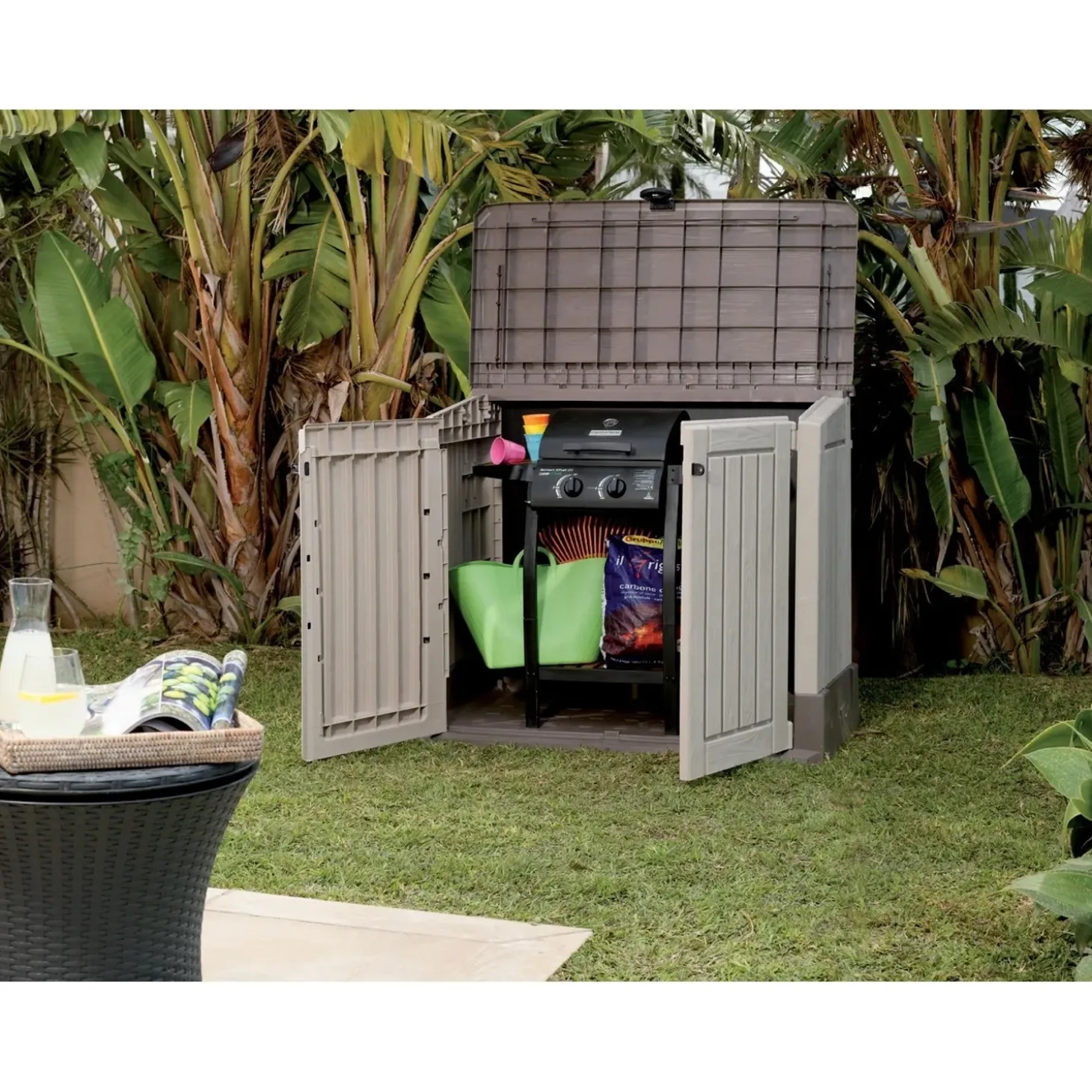 Armadio da esterno porta attrezziKeter Sio Midi 130x74x10 cm beige