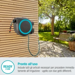 Avvolgitubo da parete automatico Rollup L Gardena tubo da 30 m Ø 13 mm