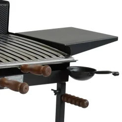 Barbecue a carbone e legna Belvedere nero con ripiani laterali