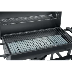 Barbecue a carbonella con tavolo pieghevole nero 70,5x35 cm