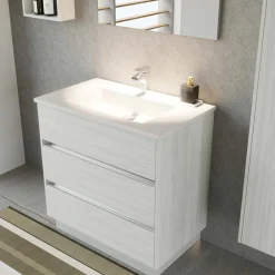 Base porta lavabo 3 cass. con appoggio a terra 84x50x85 cm effetto legno