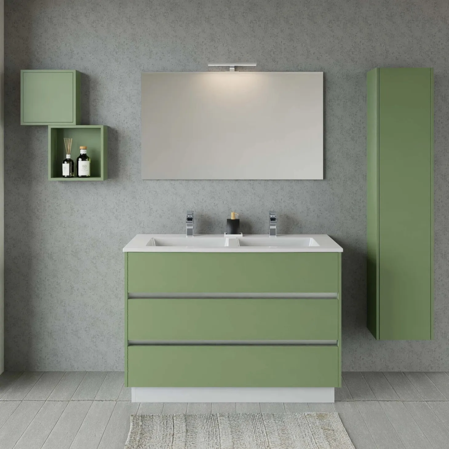Base porta lavabo 3 cass. con appoggio a terra 120x50x85 cm opaco