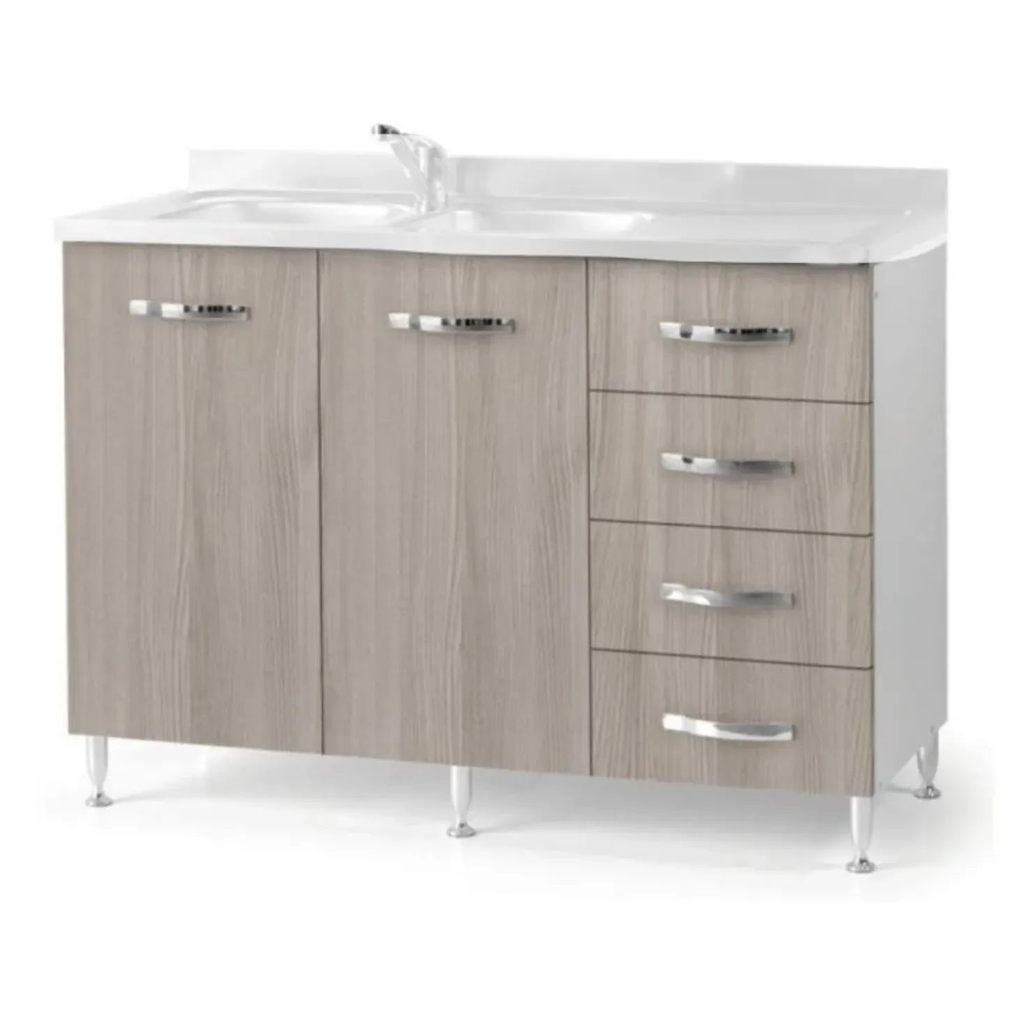 Base sottolavello cucina con cassettiera L 120 olmo destro