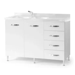 Base sottolavello cucina con cassettiera L 120 bianco frassinato destro