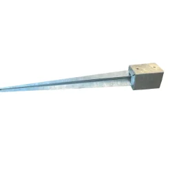 Base per palo quadrata zincata da ancorare 91x91x750 mm