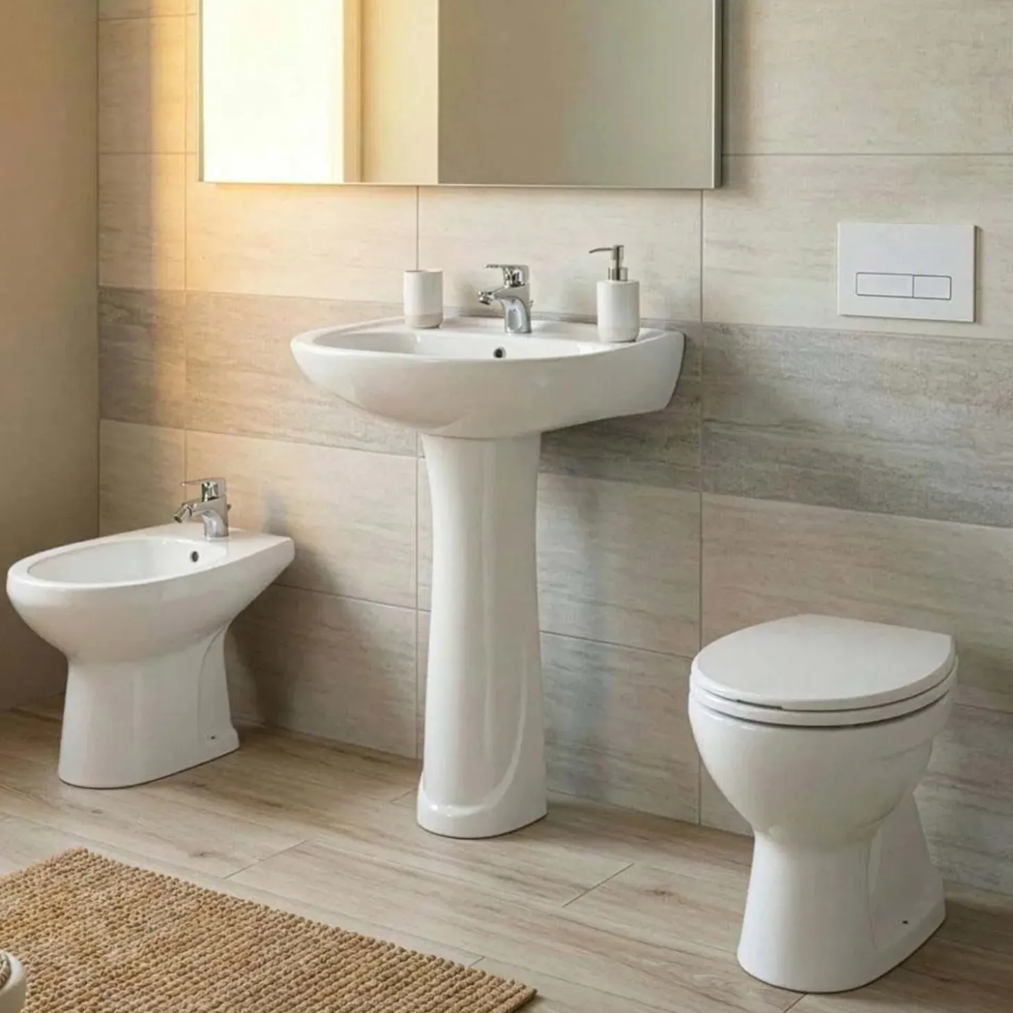 Bidet a terra Lake in ceramica bianco