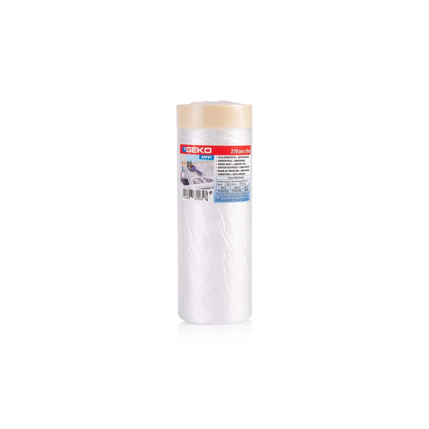 Bobina nastro adesivo e telo copertura HDPE 270 cm x 16 m