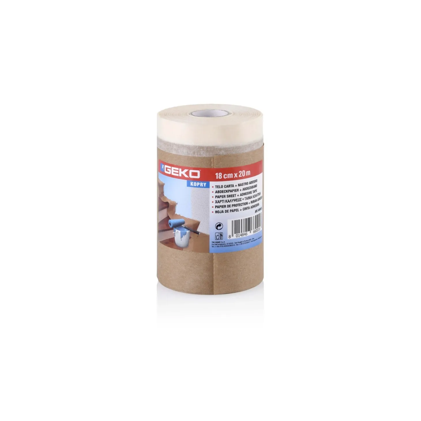Bobina nastro adesivo e telo copertura in carta 18 cm x 20 m