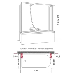 Box doccia a soffietto 1 lato regolabile bianco H 184 x L 92 cm