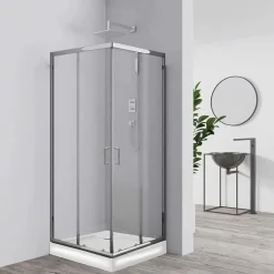 Box doccia quadrato in vetro 4 mm 79x80,5 cm cromato