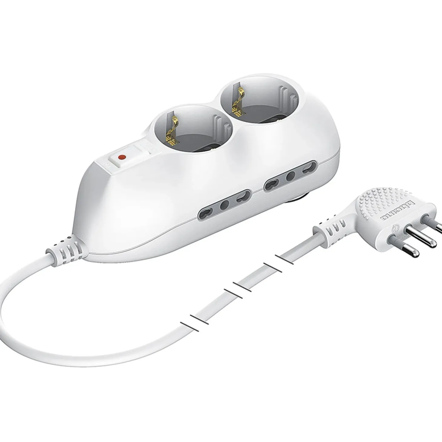 BTicino multipresa compatta 6 slot con interruttore bianca