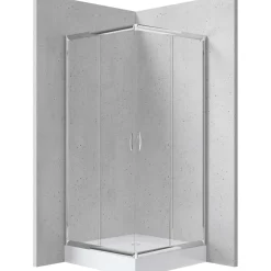 Cabina doccia Juraguá con piatto quadrato Caimito vetro opaco 900x1850 mm cromo