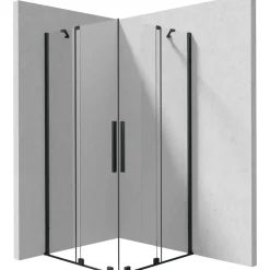 Cabina doccia quadrata Cabaiguán Idrostile vetro trasparente 800x1950 mm nero