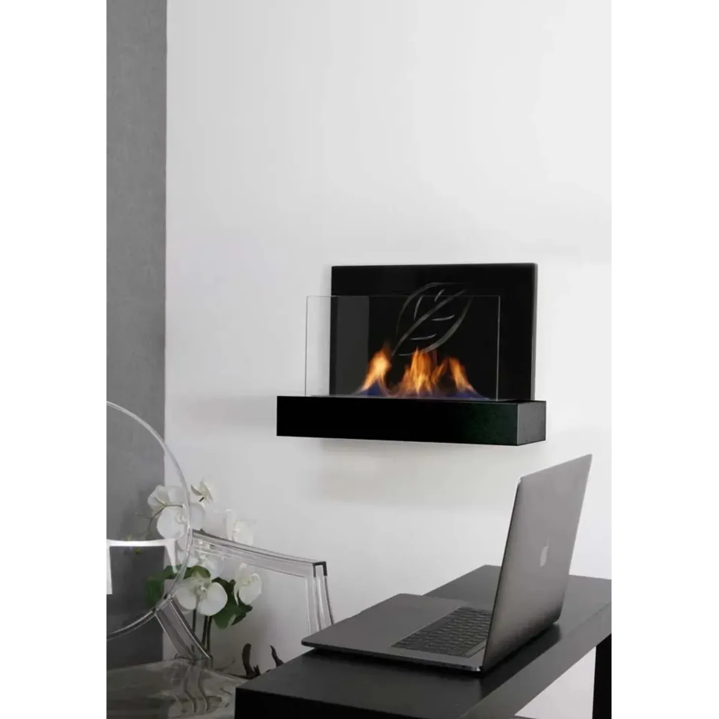 Camino bioetanolo da parete e da appoggio Maya 1,3 l - 2,5 kw/h nero