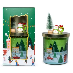 Candela decorativa Natale verde H 17 cm