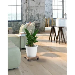 Carrello per piante liscio quadrato in faggio naturale Ø 30x30 cm