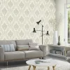 Carta da parati decorativa damasco beige