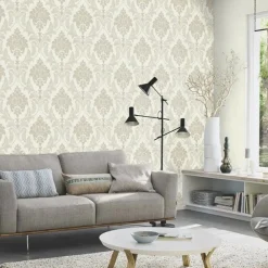 Carta da parati decorativa damasco beige