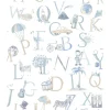 Carta da parati decorativa lettere blu