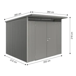 Casetta da giardino Biohort AvantGarde sp 0,5 mm 260x260x218 cm quarzo 2 batt.