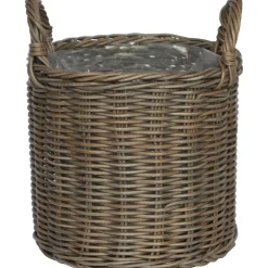 Cestino con manici piantumabile dritto Ø 27,5 x H 31,5 cm grigio