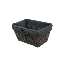 Cesto in carta intrecciata grigio Osaka con fodera in tessuto grigio