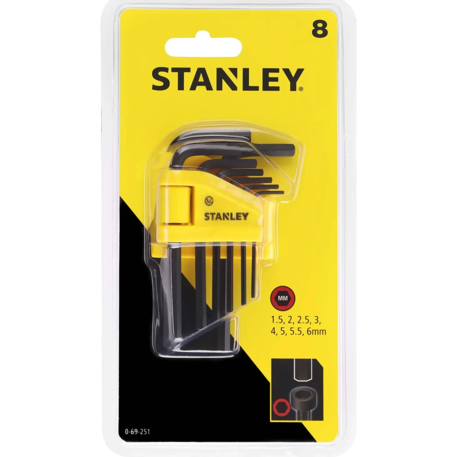 Chiavi esagonali maschio Stanley Set da 8 pezzi