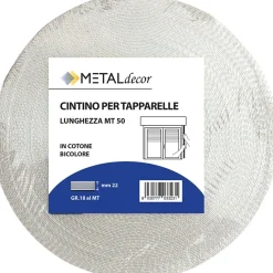 Cintino tapparella in cotone grigio con righe bianche 22 mm x 50 mt 18 gr