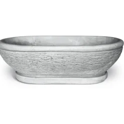 Ciotola da giardino in cemento anticato grigio S.lungo 15x45x29 cm