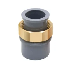 Codulo diritto multiuso pvc grigio ad incollo ø40/32 mm con dado ottone Ø 1"1/4