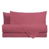 Completo letto matrimoniale Burgundy tinta unita 100% cotone