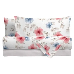 Completo letto matrimoniale stampato floreale beige
