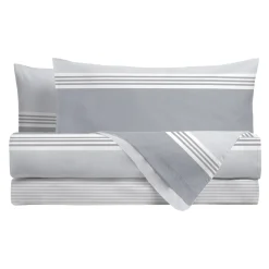 Completo letto matrimoniale stampato geometrico grigio