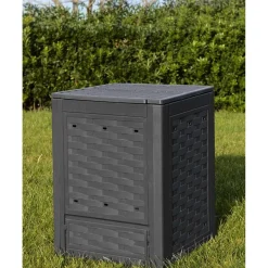 Compostiera da giardino per rifiuti in plastica 60x60x83 cm antracite