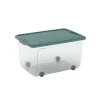 Contenitore W Box L 50 l Trasparente/Verde Acqua 56,5x39x31,5H cm