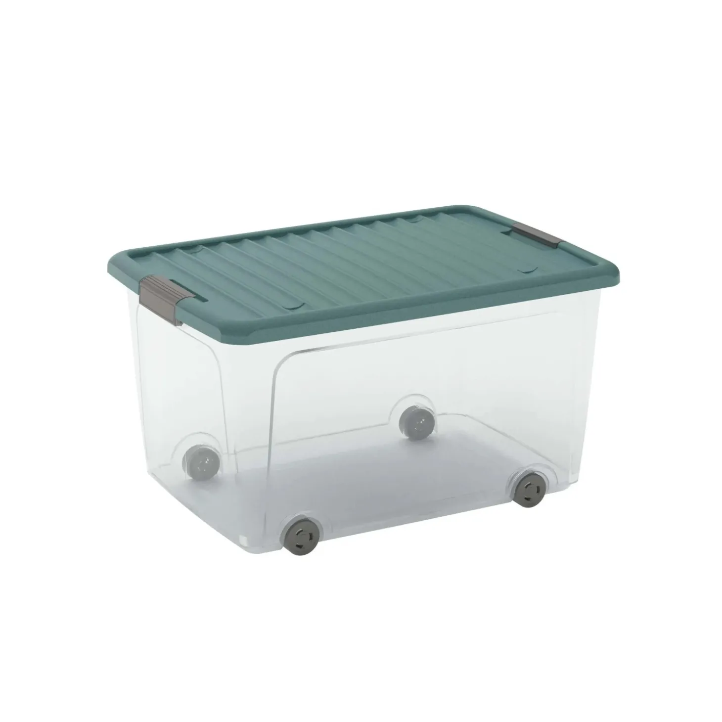 Contenitore W Box L 50 l Trasparente/Verde Acqua 56,5x39x31,5H cm