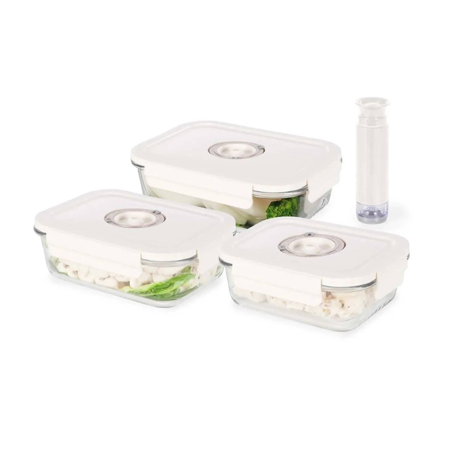 Contenitori in vetro per alimenti Aspifresh set 3 con pompa per sottovuoto